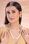 Nazaakat By Samara Singh_White Zari, Pearls Polki Stone Embellished Necklace Set _at_Aza_Fashions