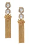 Shop_Nazaakat By Samara Singh_Gold Plated Piping Polki Stone Tassel Chain Earrings _at_Aza_Fashions