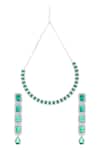 Shop_Nazaakat By Samara Singh_Green Imitation Diamonds American Necklace Set _at_Aza_Fashions