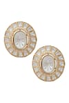 Shop_Nazaakat By Samara Singh_Gold Plated Polki Embellished Round Studs _at_Aza_Fashions