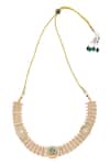 Buy_Nazaakat By Samara Singh_Green Metallic Thread, Pearls Meenakari Choker Necklace Set_Online_at_Aza_Fashions