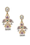 Shop_Nazaakat By Samara Singh_Gold Plated Stones, Beads Studded Long Earrings _at_Aza_Fashions