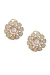 Buy_Nazaakat By Samara Singh_Gold Plated Piping Polki Studded Floral Studs _Online_at_Aza_Fashions