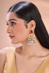 Nazaakat By Samara Singh_Gold Plated Pearls, Stones Dual Studded Jhumkas _at_Aza_Fashions