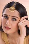Nazaakat By Samara Singh_Gold Plated Temple Maangtikka With Stones _at_Aza_Fashions