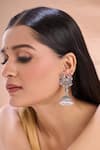 Buy_Nazaakat By Samara Singh_Silver Plated Pearls, Stones Bird Pattern Tasselled Jhumkas _at_Aza_Fashions