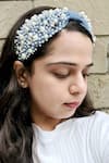 Buy_The House Of Aqua_Blue Beads, Crystals, Pearls Denim Headband _at_Aza_Fashions