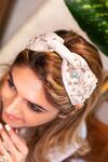 The House of Aqua_Off White Crystals, Pearls, Sequins, Beads Bloom Embroidered Headband _Online_at_Aza_Fashions