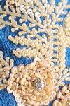 Buy_The House of Aqua_Blue Pearls, Sequins, Cut Work Floral Embroidered Denim Headband _Online_at_Aza_Fashions