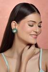 Shop_Moh-Maya by Disha Khatri_Green Cut Work Gold Plated Kundan Stud Earrings _Online_at_Aza_Fashions
