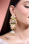 Buy_Moh-Maya by Disha Khatri_Multi Color Stones, Beads Gold Plated Geometric Jhumkas _Online_at_Aza_Fashions