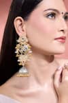 Shop_Moh-Maya by Disha Khatri_Multi Color Stones, Beads Gold Plated Geometric Jhumkas _Online_at_Aza_Fashions