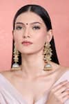 Moh-Maya by Disha Khatri_Multi Color Stones, Beads Gold Plated Geometric Jhumkas _at_Aza_Fashions