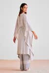 Shop_Cotton And Clay_Off White Modal V-neck Stripe Print Kaftan And Trouser Set _at_Aza_Fashions