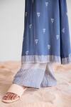 Buy_Cotton and Clay_Blue Modal Print Floral U Neck Kurta Set With Scarf 