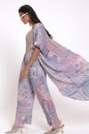 Shop_Doh Tak Keh_Purple Pleated Texture Printed Cape _Online_at_Aza_Fashions