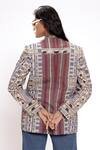 Shop_Doh Tak Keh_Gray Rayon Beads Glass Beadwork Tribal Print Blazer_at_Aza_Fashions