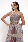 Buy_Doh Tak Keh_Gray Rayon Beads, Embroidery Square Neck Geometric Printed Corset _Online_at_Aza_Fashions