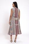 Shop_Doh Tak Keh_Gray Rayon Tribal Geometric Print Pleated Skirt _at_Aza_Fashions