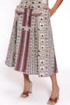 Buy_Doh Tak Keh_Gray Rayon Tribal Geometric Print Pleated Skirt _Online_at_Aza_Fashions