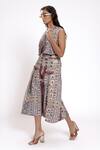Doh Tak Keh_Gray Rayon Tribal Geometric Printed Vest_Online_at_Aza_Fashions