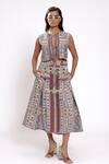 Buy_Doh Tak Keh_Gray Rayon Tribal Geometric Printed Vest_at_Aza_Fashions