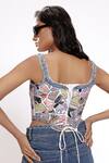 Shop_Doh Tak Keh_White Cotton Crystals, Beads Square Neck Embellished Corset _at_Aza_Fashions