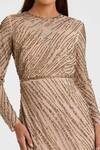 Mac Duggal_Beige Polyester Sequins, Beads Round Neck Mocha Abstract Embroidered Gown _Online_at_Aza_Fashions