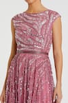Mac Duggal Pink Polyester Sequins, Cut Work Bandeau Neck Abstract Embellished Gown Online at Aza Fashions Mac Duggal_Pink Polyester Sequins, Cut Work Bandeau Neck Abstract Embellished Gown _Online_at_Aza_Fashions