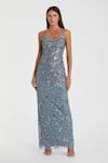 Buy Mac Duggal Gray Polyester Sequins, Beads Scoop Neck Floral Gown at Aza Fashions Buy_Mac Duggal_Gray Polyester Sequins, Beads Scoop Neck Floral Gown _at_Aza_Fashions