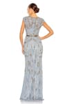 Shop_Mac Duggal_Blue Polyester Cut Work, Sequins Round Neck Abstract Cutdana Gown _at_Aza_Fashions