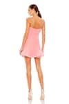 Shop_Mac Duggal_Pink Polyester Bows V-neck Rose Applique Fit And Flare Dress _at_Aza_Fashions