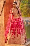 Buy_Azeera_Pink Embroidered Floral Sweetheart Apoorva Zardozi Bridal Lehenga Set _at_Aza_Fashions