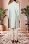 Shop_Arihant Rai Sinha_Green Silk Embroidery, Sequins Geometric Sherwani And Aligadhi Pant _at_Aza_Fashions