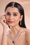 Buy_Nazaakat By Samara Singh_Silver Plated Crystals Double Layered Necklace Set With Maangtikka _at_Aza_Fashions