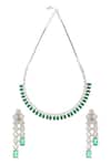 Buy_Nazaakat By Samara Singh_Green Stones, Diamonds Emerald And American Necklace Set _at_Aza_Fashions