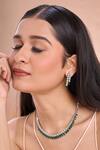 Shop_Nazaakat By Samara Singh_Green Stones, Diamonds Emerald And American Necklace Set _at_Aza_Fashions