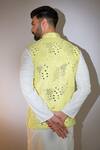 Shop_Kasbah_Yellow Silk Mirrors, Sequins And Embroidered Bundi _at_Aza_Fashions