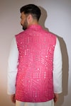 Shop_Kasbah_Pink Silk Mirrors, Sequins And Bloom Embroidered Bundi _at_Aza_Fashions