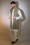 Kasbah_Black Georgette Mirrors, Zari And Embroidered Long Bundi _Online_at_Aza_Fashions