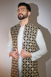 Buy_Kasbah_Black Georgette Mirrors, Zari And Embroidered Long Bundi _Online_at_Aza_Fashions