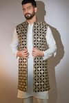 Buy_Kasbah_Black Georgette Mirrors, Zari And Embroidered Long Bundi _at_Aza_Fashions