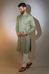 Buy_Kasbah_Green Georgette Zari, Sequins Embroidered Kurta _at_Aza_Fashions