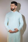 Kasbah_Blue Georgette Embroidery Thread Floral Chikankari Kurta _Online_at_Aza_Fashions