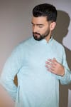 Buy_Kasbah_Blue Georgette Embroidery Thread Floral Chikankari Kurta _Online_at_Aza_Fashions