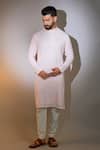 Buy_Kasbah_Pink Georgette Sequins, Embroidery Powder Chikankari Kurta _at_Aza_Fashions