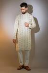 Buy_Kasbah_Beige Georgette Embroidery Chikankari Sequin Work Kurta _at_Aza_Fashions