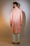 Shop_Kasbah_Peach Silk Sequins, Embroidery Geometric Kurta _at_Aza_Fashions