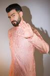 Buy_Kasbah_Peach Silk Sequins, Embroidery Geometric Kurta _Online_at_Aza_Fashions