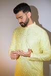 Buy_Kasbah_Yellow Silk Chains, Sequins Chikankari Thread Embroidered Kurta _Online_at_Aza_Fashions
